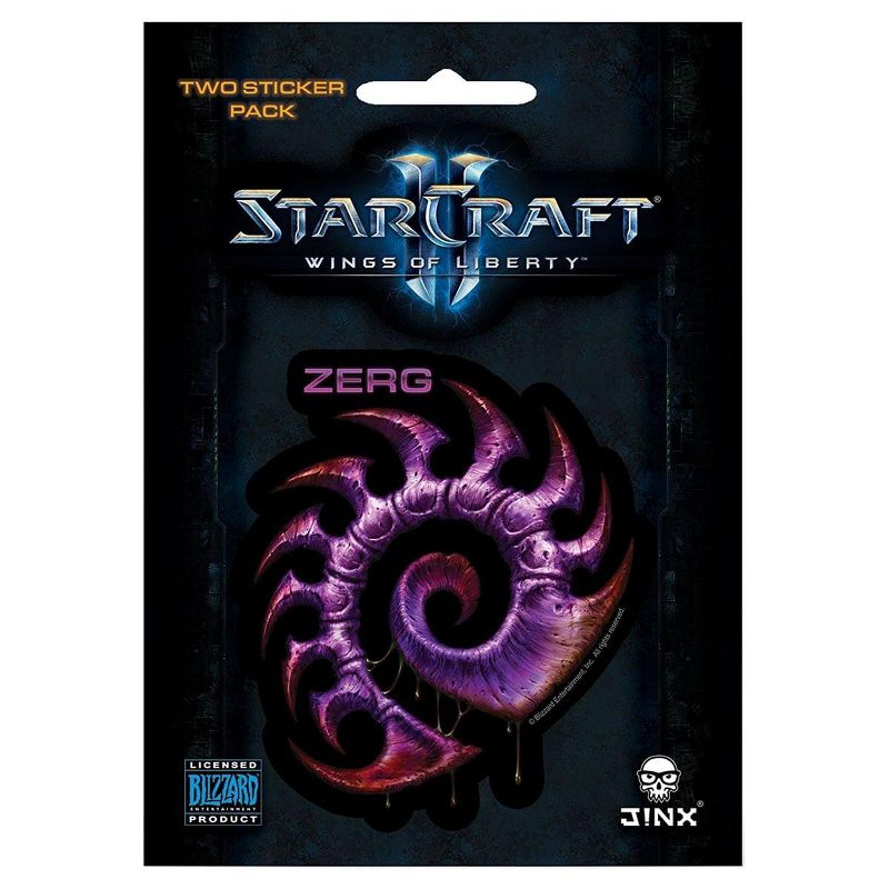 JINX Inc. StarCraft II: Heart of the Swarm Multi-size Sticker 2-Pack: Zerg, Purple, 1 of 2