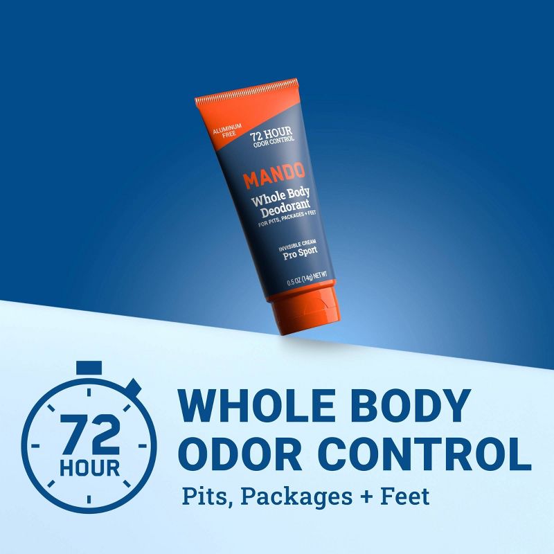 Mando Whole Body Deodorant - Men&#39;s Aluminum-Free Invisible Cream Deodorant - Pro Sport - Trial Size - 0.5oz, 4 of 12