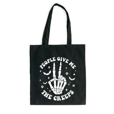 City Creek Prints People Give Me The Creeps Canvas Tote Bag - 15x16 - Black