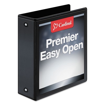 Cardinal Premier Easy Open ClearVue Locking Round Ring Binder 3" Cap 11 x 8 1/2 Black 11131