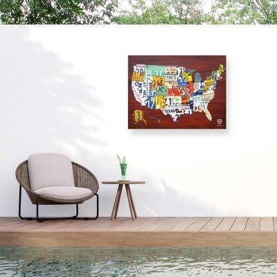 Trademark Fine Art - Design Turnpike License Plate Map USA Matted Framed Art