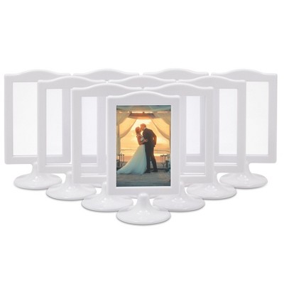 Okuna Outpost Okuna Outpost 4x6 Pedestal Picture Frame – Double Sided Stands for Tables, Weddings, Events (10- Pack, White)