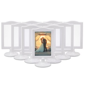 Okuna Outpost Okuna Outpost 4x6 Pedestal Picture Frame – Double Sided Stands for Tables, Weddings, Events (10- Pack, White) - 1 of 4