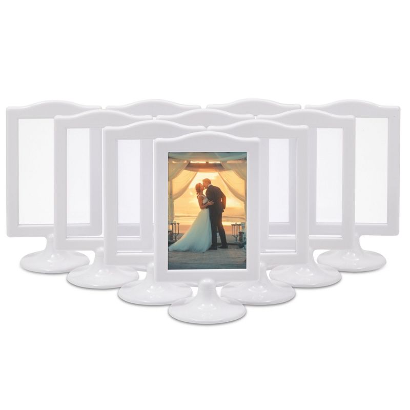 Okuna Outpost Double Sided Pedestal Picture Frames for 4x6 Inch Photos (White, 10 Pack), 1 of 10