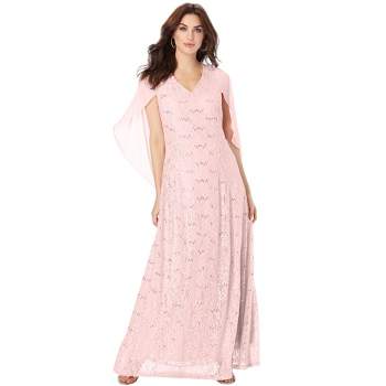 Roaman's Women's Plus Size Sleeveless Lace Gown