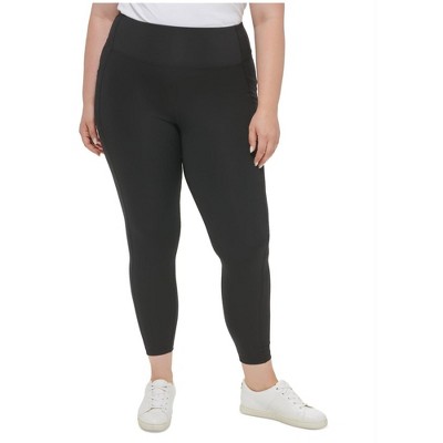 Calvin Klein Womens Solid Side Pocket Pull On Stretch Compression Athletic Pants