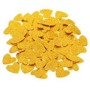 Unique Bargains Gold Heart Self-Adhesive Glitters Home Decor Card DIY Foam Stickers - 1 of 4