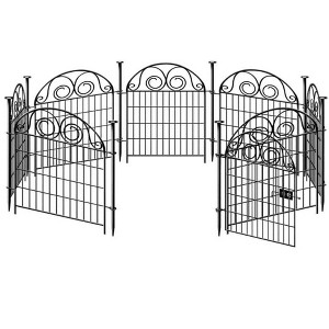 Itopfox Tall Garden Animal Barrier Fence With Gate, Black Metal Temporary Fencing, Reusable Defense Fence For Outdoor Yard, Patented - 1 of 4