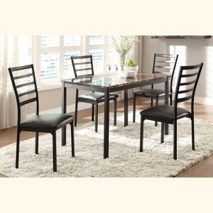 NicBex Dining Table Set for 4 Faux Marble Tabletop with 4 Side Chairs Black Finish Metal Frame for Dining Room - 1 of 4