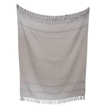 Hand Woven Gray Cotton Throw Blanket - Foreside Home & Garden