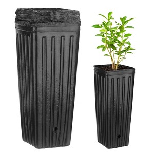 Unique Bargains Plastic Deep Drainage Holes Indoor Outdoor Gardening Plant Nursery Pots Black - 1 of 4