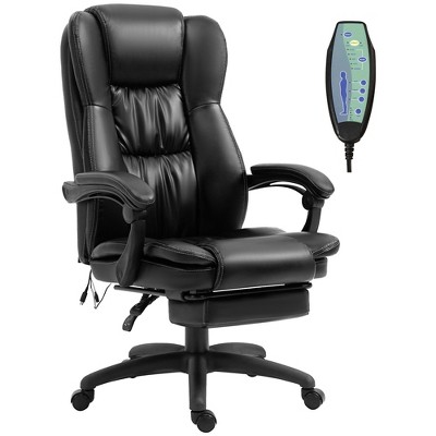Vinsetto High Back Massage Office Chair with 6-Point Vibration, 5 Modes, Executive Chair, PU Leather Swivel Chair with Reclining Back, and Retractable Footrest