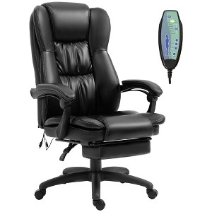 Vinsetto High Back Massage Office Chair with 6-Point Vibration, 5 Modes, Executive Chair, PU Leather Swivel Chair with Reclining Back, and Retractable Footrest - 1 of 4