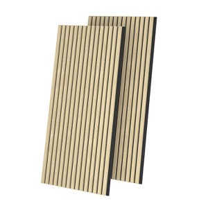 Dovelina 2 Wood Slat Acoustic Panels for Wall and Ceiling - 3D Fluted Sound Absorbing Panel with Wood Finish - 1 of 4