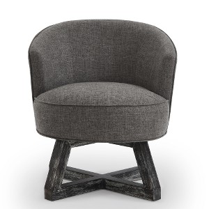 Lyngins Swivel Accent Chairs with Cross-shaped Wood Base,Upholstered Round Swivel Reading Chairs,Linen Sofa Chairs for Bedroom,Living Room - 1 of 4