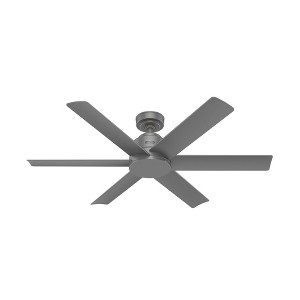 Hunter 52" Kennicott Ceiling Fan Matte Silver Finish - Damp Rated, 6 Blades, Wall Control, SureSpeed Guarantee for Outdoor Use - 1 of 3