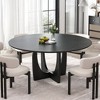 PexFix 59" x 59" Solid Wood Farmhouse Dining Table Round Wood Top with Arched Cross Legs for Modern Dining Rooms & Family Gatherings Black - 3 of 4