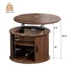WOWLIVE Lift Top Coffee Table with Sliding Tambour Door, Round Fluted Coffee Table with Hidden Storage, Center Table for Living Room - 4 of 4