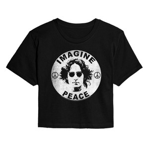 Women's - John Lennon - Lennon Imagine Peace Cropped Graphic T-Shirt - 1 of 4
