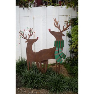 Metal Deer Yard Art Set – Two Painted Outdoor Garden Accents by Kalalou - 1 of 4