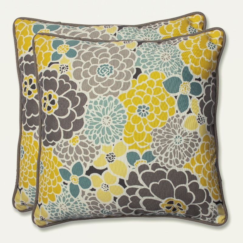 2-Piece Outdoor Square Throw Pillows - Lois - Pillow Perfect, 1 of 6