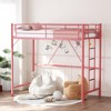 VINGLI Twin Loft Bed with Flat Rungs for Adults, Kids and Young Teens, No Box Spring Required,Heavy Duty Metal Slat Support, Pink - 3 of 4
