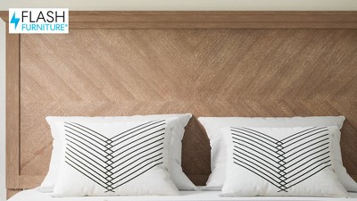 Fiona Light Brown Wood and Metal Queen Headboard