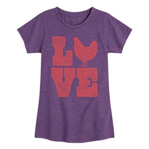 Girls' - Instant Message - Love Chicken Fitted Short Sleeve Graphic T-Shirt - 1 of 4