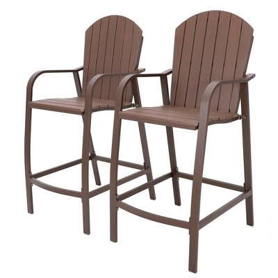 2pc Outdoor Counter Height Bar Stools - Brown - Crestlive Products