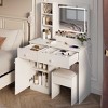 AENKYO Vanity Desk with 3 Color Lighting LED Lights Mirror, Makeup Table Set, 2 Drawers & Adjustable Brightness, White - 3 of 4
