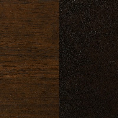 Transitional Brown Swivel Counter Stool with Faux Leather Seat