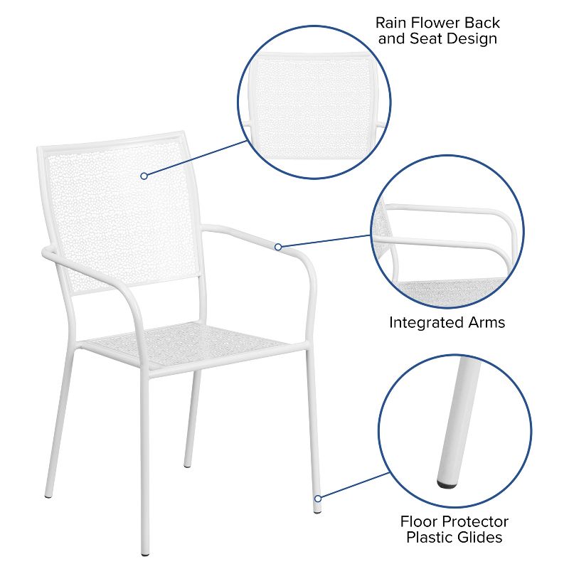 Flash Furniture Commercial Grade Indoor-Outdoor Steel Patio Arm Chair with Square Back, 4 of 12