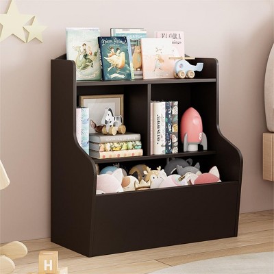 Whizmax 3-Tier Toy Storage Cabinet and Bookcase, Multi Shelf with Cubby Organizer Cabinet for Toys, for Children Playroom, Bedroom, Hallway