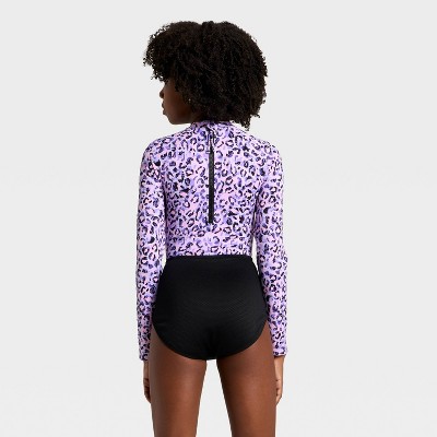 Детские купальники Art Class Girls' Leopard Dreams One Piece Swimsuit - art class™ Purple L — фото 2