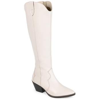 Journee Signature Womens Genuine Leather Pryse Extra Wide Calf
