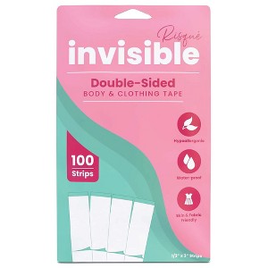Risque Invisible Double Sided Fashion Tape, Extra Strength Adhesive Clothing Tape, Seamless Style Support and Skin-friendly Body Tape, 100 strips - 1 of 4
