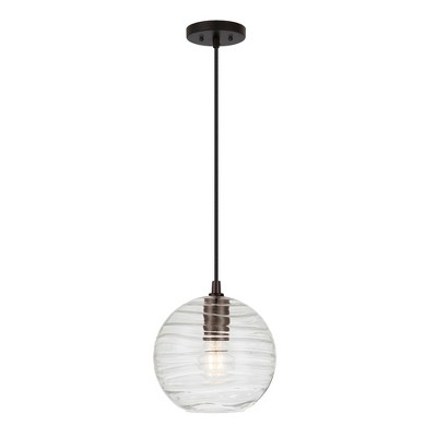 Hudson and Canal 8" Wide Textured Pendant with Glass Shade