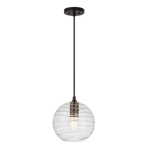 Hudson and Canal 8" Wide Textured Pendant with Glass Shade - 1 of 4