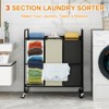 Rolling Laundry Sorter, Heavy Duty Laundry Hamper Cart with 3x40L Removable Bag - 4 of 4