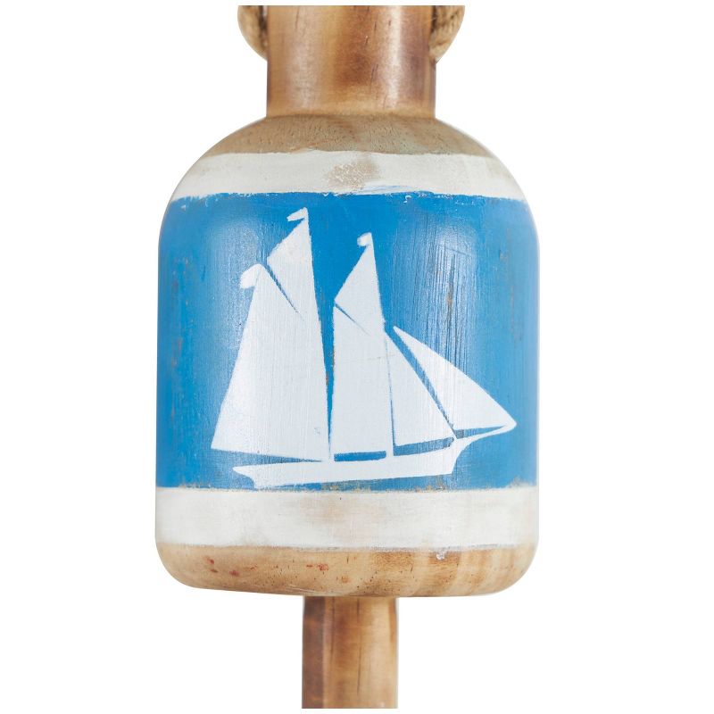 Set of 3 Wood Buoy Anchor Sailboat and Ship Wheel Wall Decors with Hanging Rope Blue - Olivia &#38; May, 4 of 10