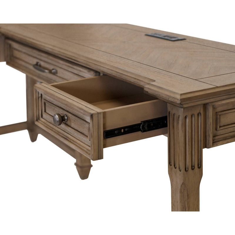 Bristol Traditional Wood Open L-Desk &#38; Return Light Brown - Martin Furniture, 5 of 9