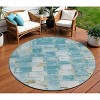 Teal Blue And Khaki Striped Washable Indoor Outdoor Area Rug - 2 of 4