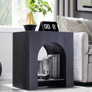 Nightstand with Charging Station, 22" Modern Night Stand with Arched Open Shelf, End Tables for Living Room Bedroom - 1 of 4