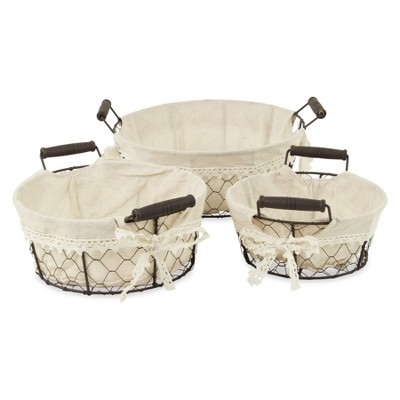 Cheung's Raphina Set of 3 Lined Wire Trays - Round