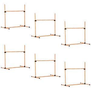 PawHut 6 Piece Dog Agility Training Equipment with Hurdle Bag and Whistle, Orange and White - 1 of 4