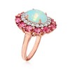 Ross-Simons Opal, 1.50 ct. t.w. Pink Tourmaline and .60 ct. t.w. White Topaz Ring in 18kt Rose Gold Over Sterling - 3 of 4