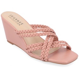 Journee Collection Womens Baylen Braided Strap Slip On Wedge Sandals - 1 of 4