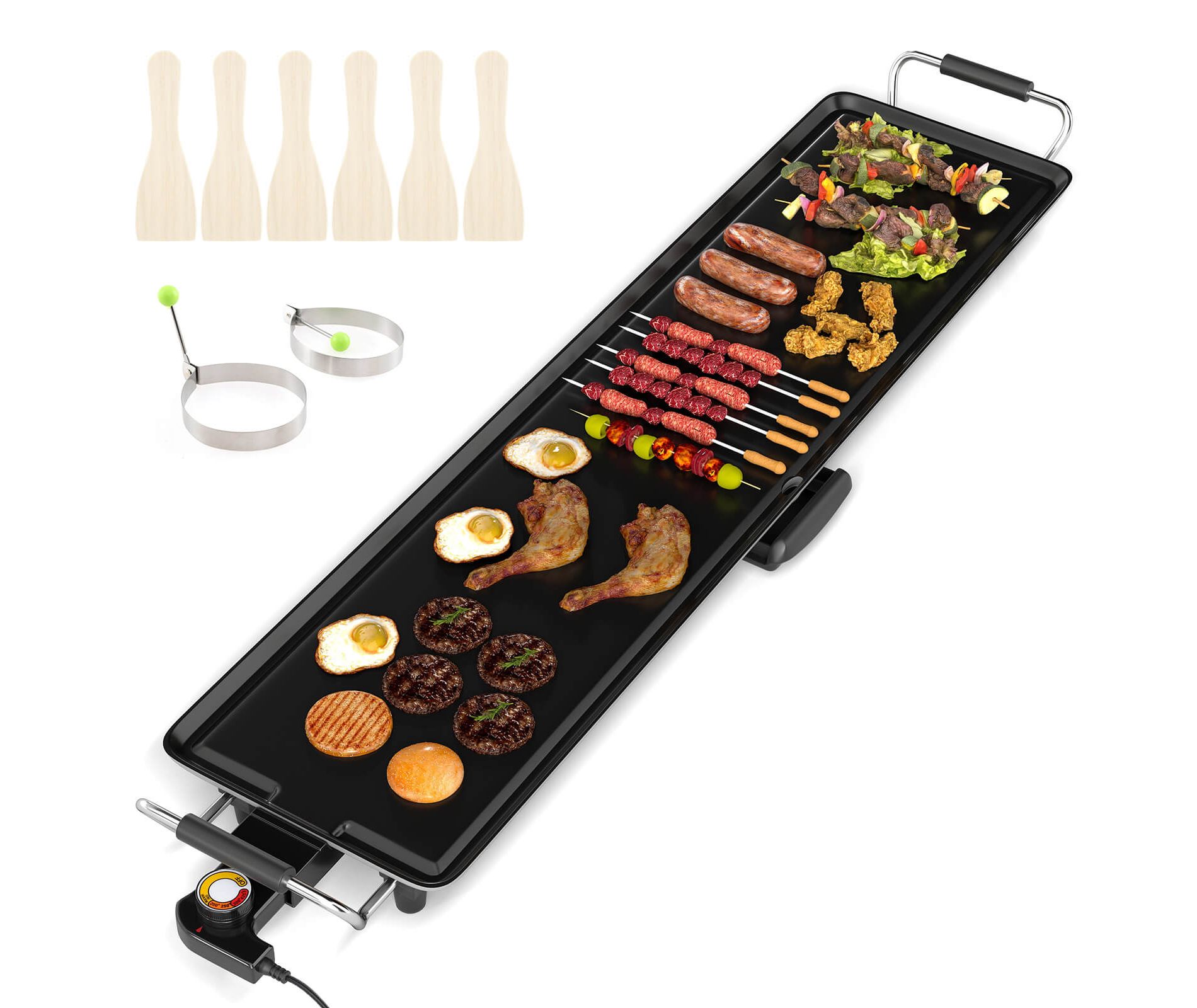Costway 35" Extra Large Electric Teppanyaki Grill with Adjustable Temperature Thermostats and Drip Tray