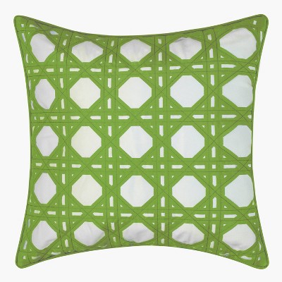 Embroidered Geometric Rattan Indoor/outdoor Throw Pillow Leaf