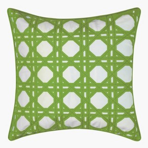 Embroidered Geometric Rattan Indoor/Outdoor Throw Pillow - Edie@Home - 1 of 4